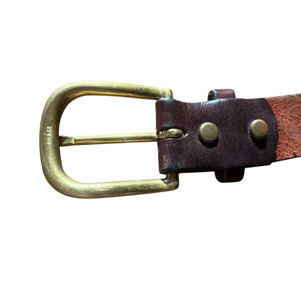 Redwing Shoe Co. Classic Cherry Brown Leather Belt with Brass Buckle Size 48